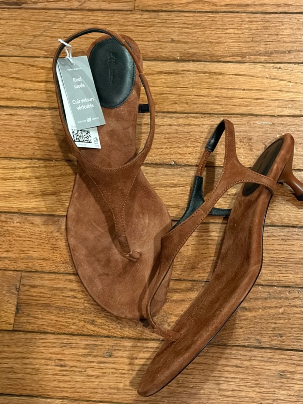 H&M Edition Thong Styled Brown Suede Kitten Heel  Sandal Sizes 7& 8 NWT - Picture 8 of 10
